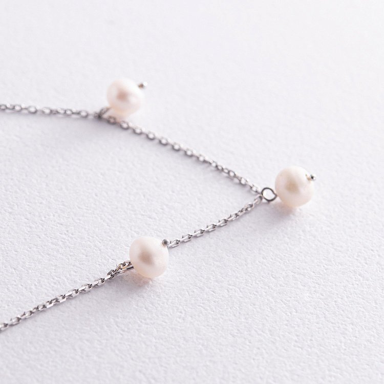 Браслет із перлами (біле золото) б05267 від ювелірного магазину Онікс - 2