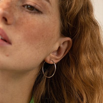 Сережки - кільця в білому золоті (2.9 см) с07144 №2