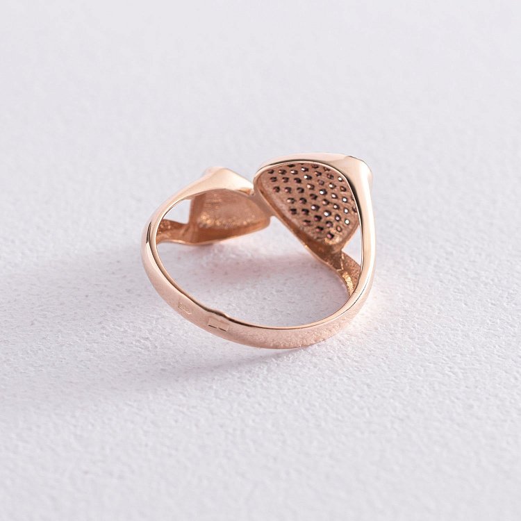 Золота каблучка з чорними фіанітами к05275 від ювелірного магазину Онікс - 2