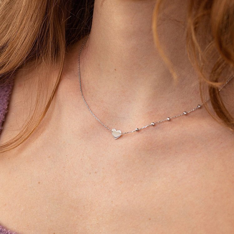 Колье "Сердечко" в белом золоте кол02352 от ювелирного магазина Оникс - 3