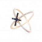 Золотое кольцо "Крестик с черными фианитами" к05111 от ювелирного магазина Оникс