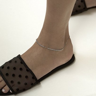 Срібний браслет "Кульки" на ногу 141487 №5