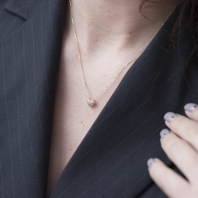 Золоте кольє "Сердечко" з фіанітами кол01079 від ювелірного магазину Онікс - 4