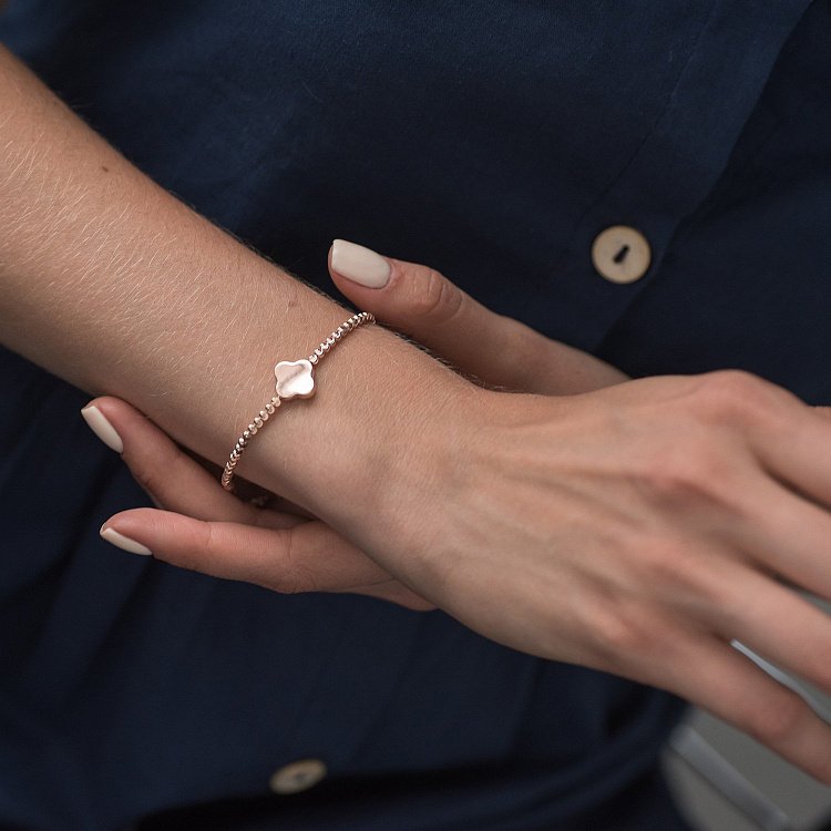 Кульковий браслет "Конюшина" з червоного золота б04162 від ювелірного магазину Онікс - 1