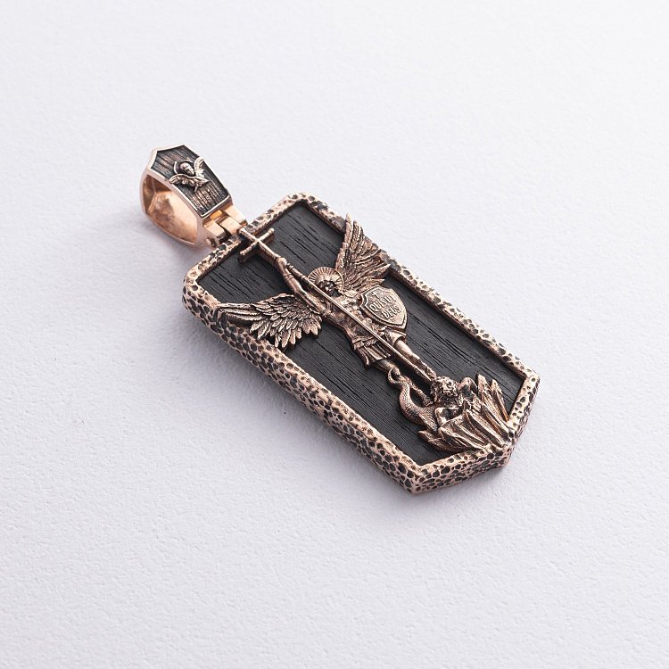 Золотий кулон "Архангел Михаїл" з ебеновим деревом 1265к від ювелірного магазину Онікс - 5