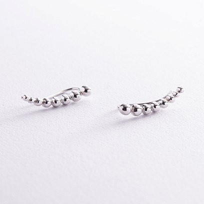 Сережки - клаймбери "Кульки" у білому золоті с08001