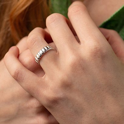 Кольцо "Leone" в белом золоте к08138 №6