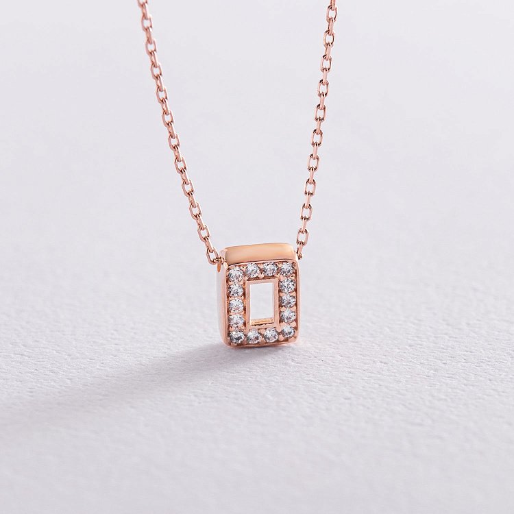 Кольє з буквою "О" в червоному золоті (фіаніти) кол01255О від ювелірного магазину Онікс - 3