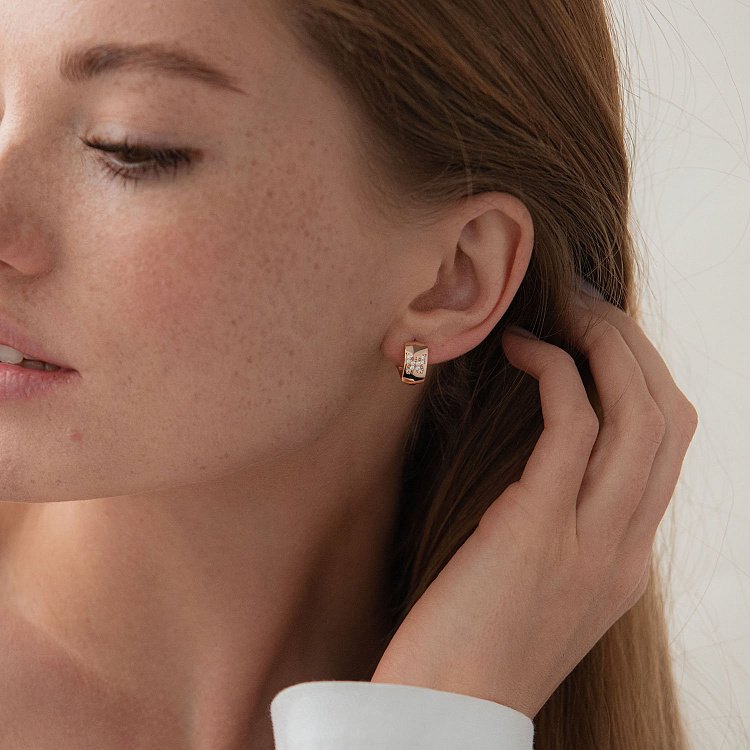 Золотые серьги "Бабочки" (фианит) с05412 от ювелирного магазина Оникс - 4