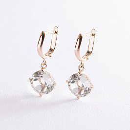 Золоті сережки "Захоплення" з аметистом с08528