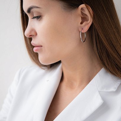 Серьги - кольца в белом золоте (2.5 см) с07145 №2