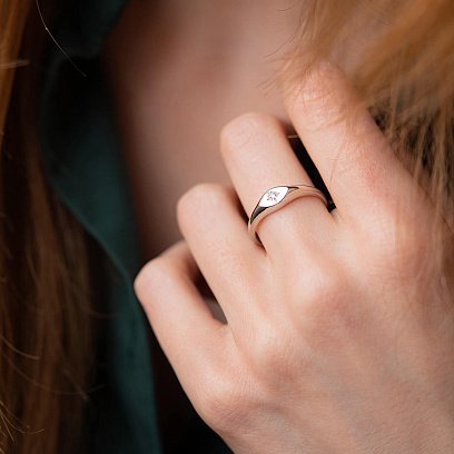 Золота каблучка "Полярна зірка" з діамантом кб0401z №3