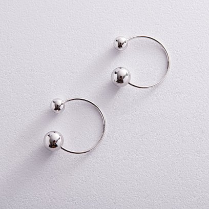 Сережки "Хельга" з кульками (біле золото) с08235