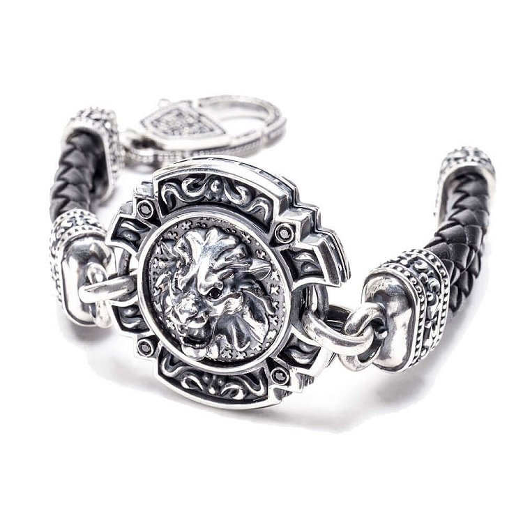 Браслет зі срібла і шкіри "Левине серце" tllionheart від ювелірного магазину Онікс - 1