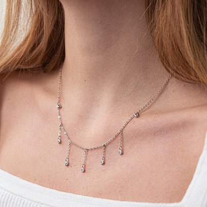 Серебряное колье "Капли" с фианитами 18666 №7