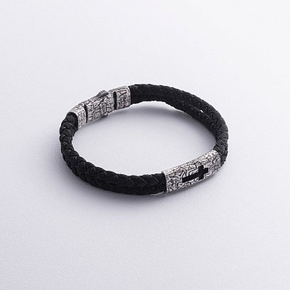 Мужской серебряный браслет с крестом 1309 №5