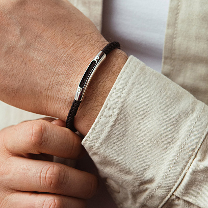 Мужской серебряный браслет 905-01134ч №2