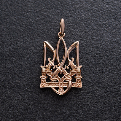 Подвеска "Тризуб с саблями" в красном золоте п03803 №4