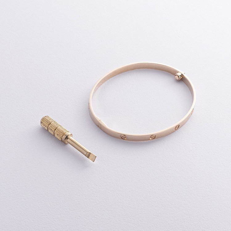 Жесткий браслет "Love" в желтом золоте б04655 от ювелирного магазина Оникс - 6