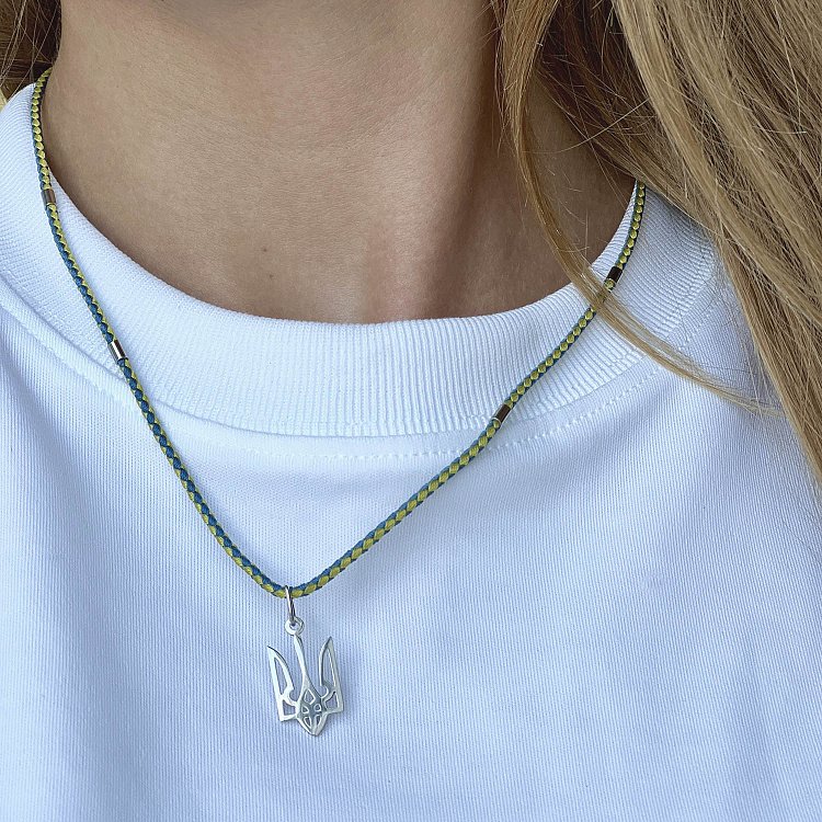 Серебряное колье "Герб Украины - Тризуб на шнурке" 990 от ювелирного магазина Оникс - 6