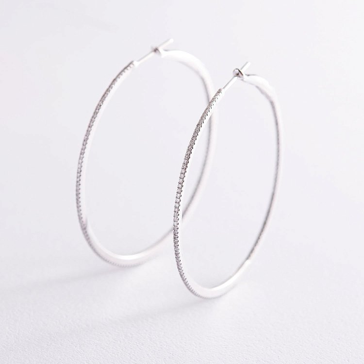 Золотые серьги - кольца с бриллиантами с690 от ювелирного магазина Оникс