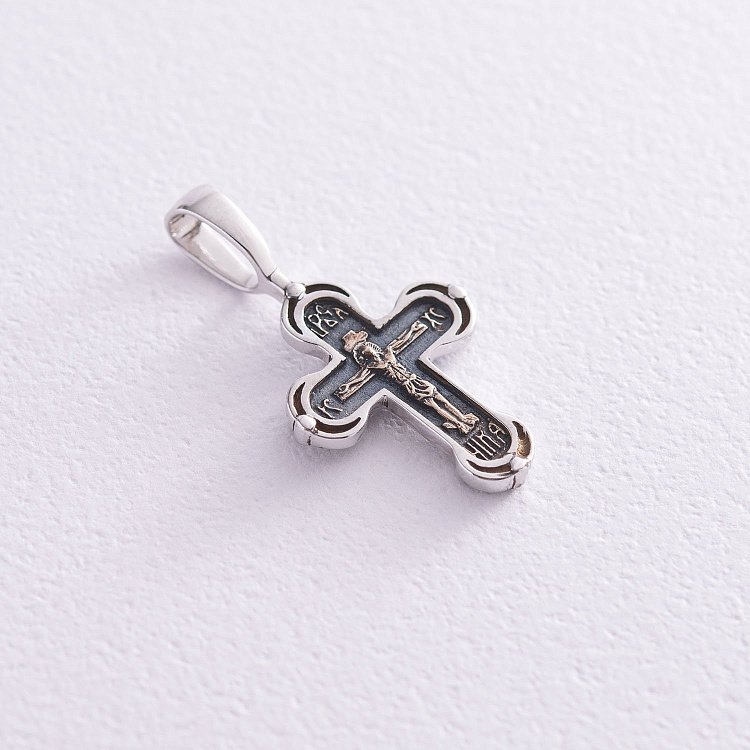 Золотий дитячий хрестик з чорнінням п03204 від ювелірного магазину Онікс