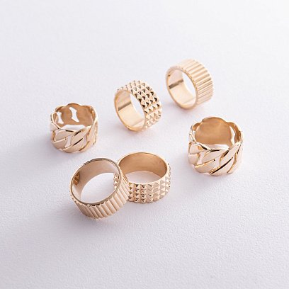 Широка каблучка "Б'янка" у жовтому золоті к07358 №7