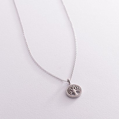 Срібне кольє "Древо життя" з фіанітами 181188