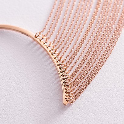 Серьга - каффа "Неповторимость" в красном золоте с07559 №8