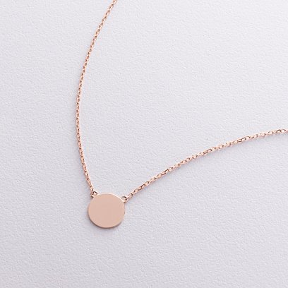 Колье "Монетка" в красном золоте (возможна гравировка) кол02043