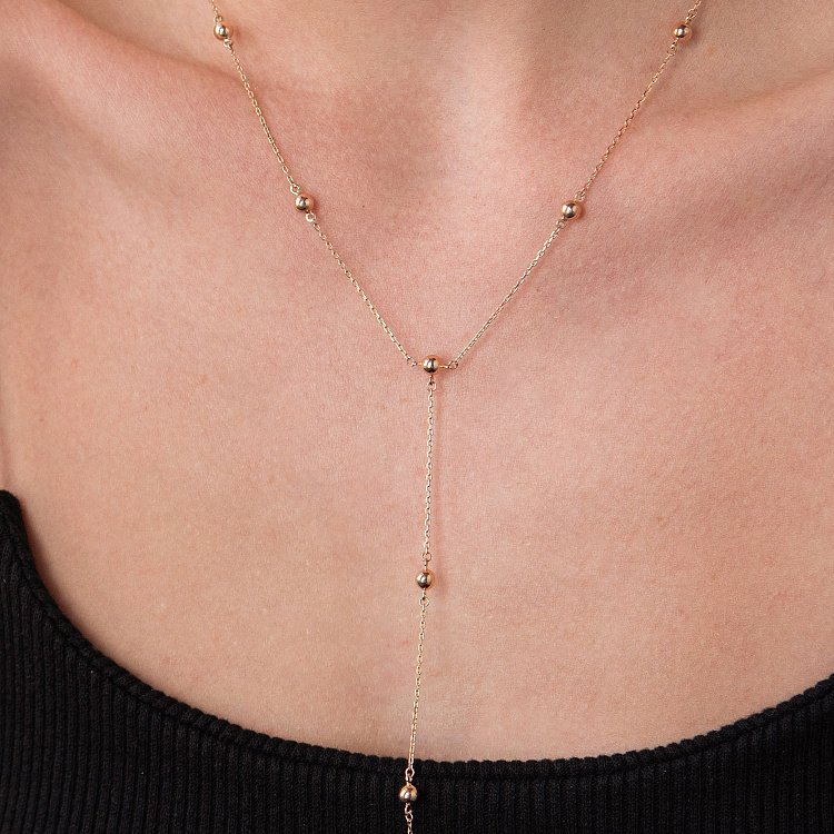 Колье "Шарики" в красном золоте кол01953 от ювелирного магазина Оникс - 5