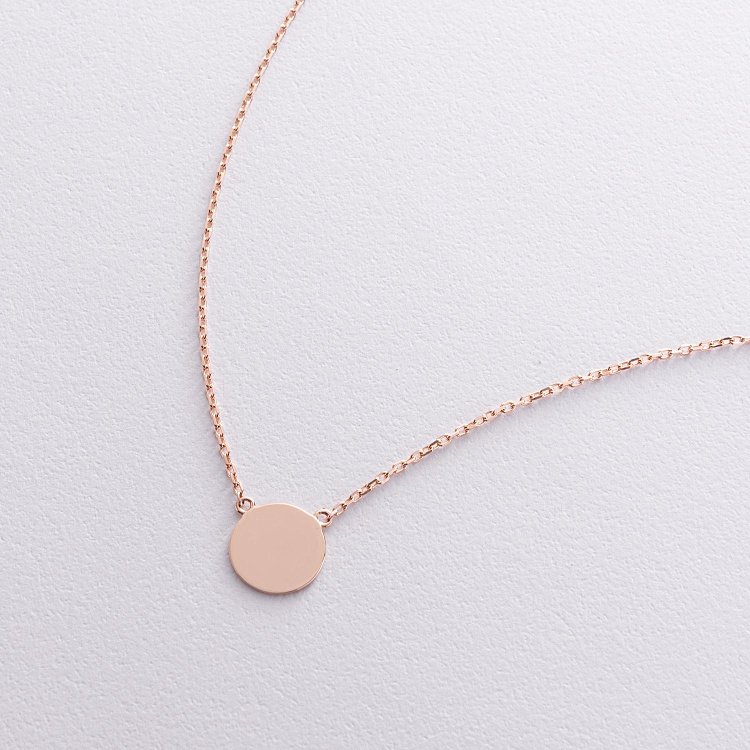 Колье "Монетка" в красном золоте (возможна гравировка) кол02043 от ювелирного магазина Оникс