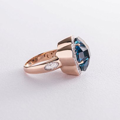 Золота каблучка "Квітка" (Лондон топаз)  к1005k №4