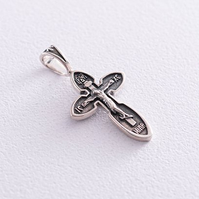 Срібний хрест "Розп'яття. Спаси і збережи" 132916 №4