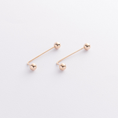 Серьги "Ophelia" с шариками (желтое золото) с09416