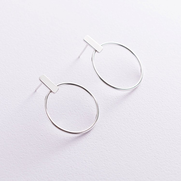 Серебряные серьги - пусеты "Уверенность" 122765 от ювелирного магазина Оникс - 2