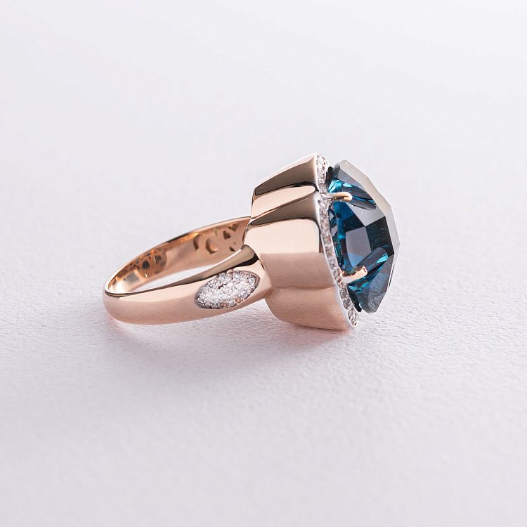 Золота каблучка "Квітка" (Лондон топаз)  к1005k від ювелірного магазину Онікс - 3