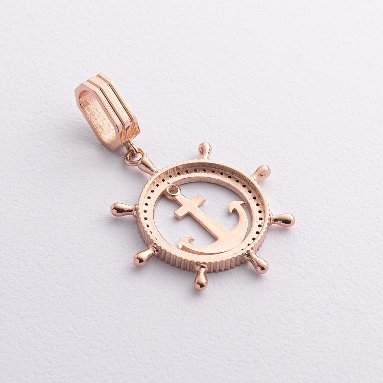 Кулон "Якір" з чорними фіанітами (червоне золото) п02744 від ювелірного магазину Онікс - 5