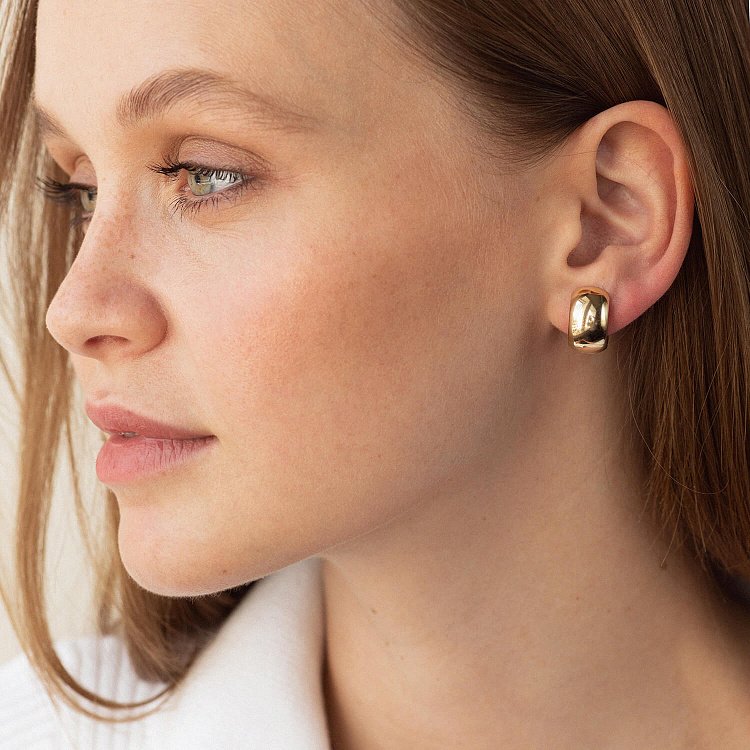 Серьги - кольца в желтом золоте с07061 от ювелирного магазина Оникс - 6