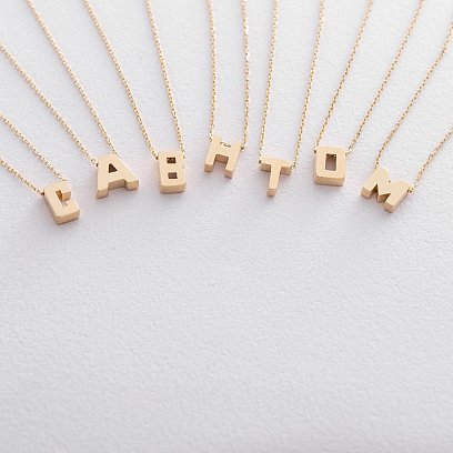 Кольє з буквою "К" в жовтому золоті кол01164К №7