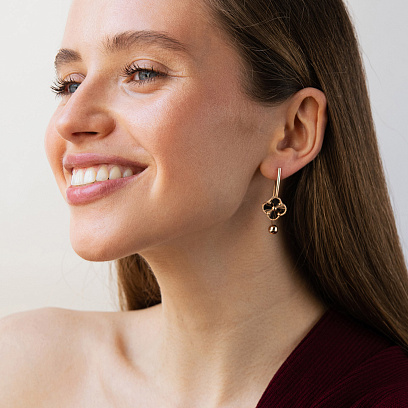 Серьги "Клевер" в красном золоте с09708 №2