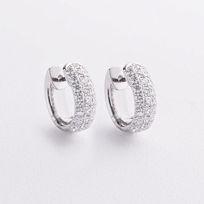 Золоті сережки - кільця з діамантами сб0222ri