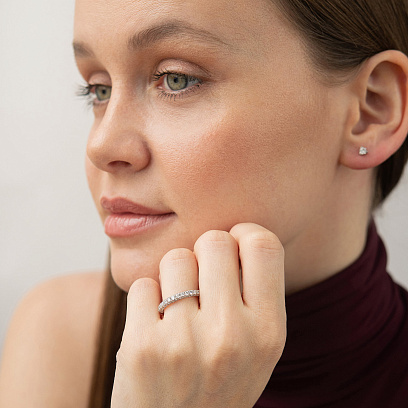 Золотое кольцо с дорожкой бриллиантов кб0592ri №2