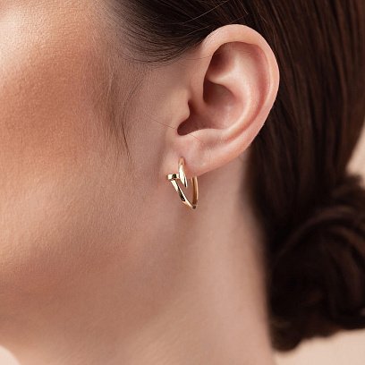 Серьги - кольца "Гвоздь" в желтом золоте с08340 №2