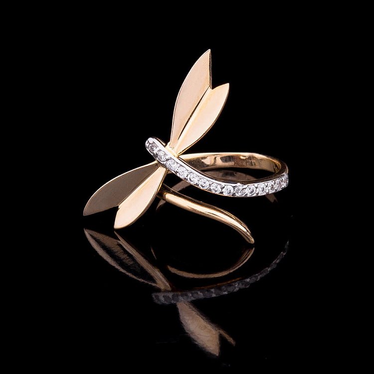 Золотое кольцо с фианитами к03251 от ювелирного магазина Оникс - 2