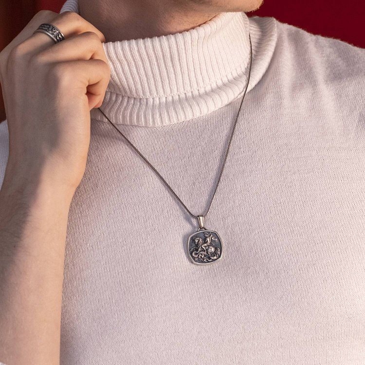 Срібний кулон "Георгій Переможець" (можливе гравіювання) 133189 від ювелірного магазину Онікс - 6