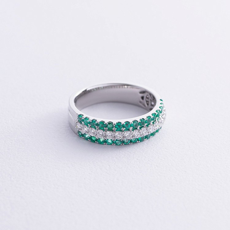 Золотое кольцо с изумрудами и бриллиантами кб0210cha от ювелирного магазина Оникс - 7