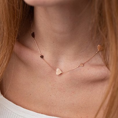 Колье "Сердечки" в красном золоте кол02139 №2