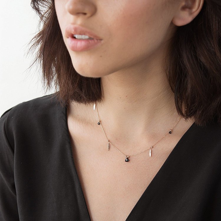 Золоте кольє "Пір'ячко" з фіанітами кол01505 від ювелірного магазину Онікс - 4