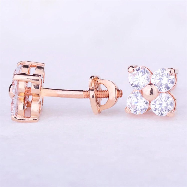 Золоті сережки-пусети з фіанітами "Квіточка" (8 мм) с01231 від ювелірного магазину Онікс